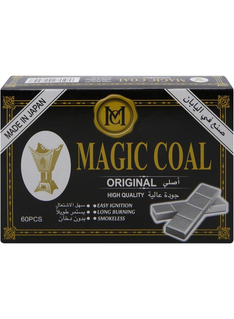 Magic Coal For Incense Burner Bakhoor Charcoal - Easy Ignition - (60 Pcs) Silver - Image 1